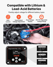 VEVOR Dual Battery Isolator Kit, 12V 140 Amp, VSR Voltage Relay with Voltmeter,