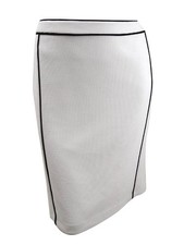 Calvin Klein Women's Contrast Piping Pencil Skirt 6, White/Black 194414762583