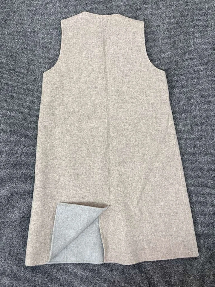 Chaleco Largo Doble Cara Lana Cepillada Eileen Fisher Mujer XS Gris Cápsula Minimalista Foto 4 de 4