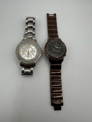 Pair Of Mens Watches: Fossil And Unknown Rinestones For Parts, 0032