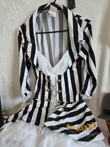 Costume donna Beetlejuice taglia media nero bianco sexy adulto con parrucca NO colletto - Foto 2 di 8