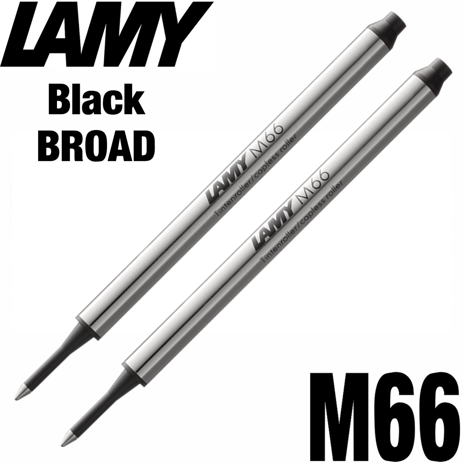 LAMY M66 Rollerball Pen Refill - Broad Tip - Black Ink - Pack of 2