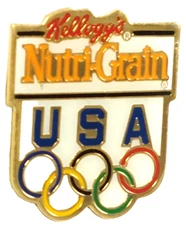 Olympics Barcelona 1992 USA Sponsor Kellogg's Nutr-Grain Cereal Lapel Pin