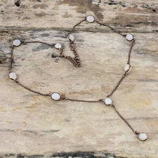 Gift For Her Copper Rainbow Moonstone Electroformed Adjustable Necklace 18.0"