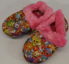 NWT Shopkins Toddler Girls Slippers Faux Fur Slip On Pink 11-12