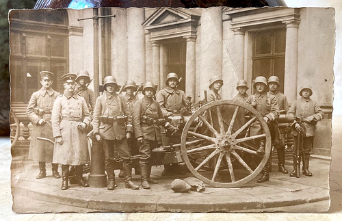 RARE! POST-WW1 GERMAN REICHSWEHR FIELD GUN  w/ FREIKORPS MEMBERS PHOTO POSTCARD - Picture 3 of 5