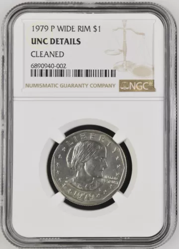 1979 P Susan B. Anthony Dollar Wide Rim NGC Grade UNC Details