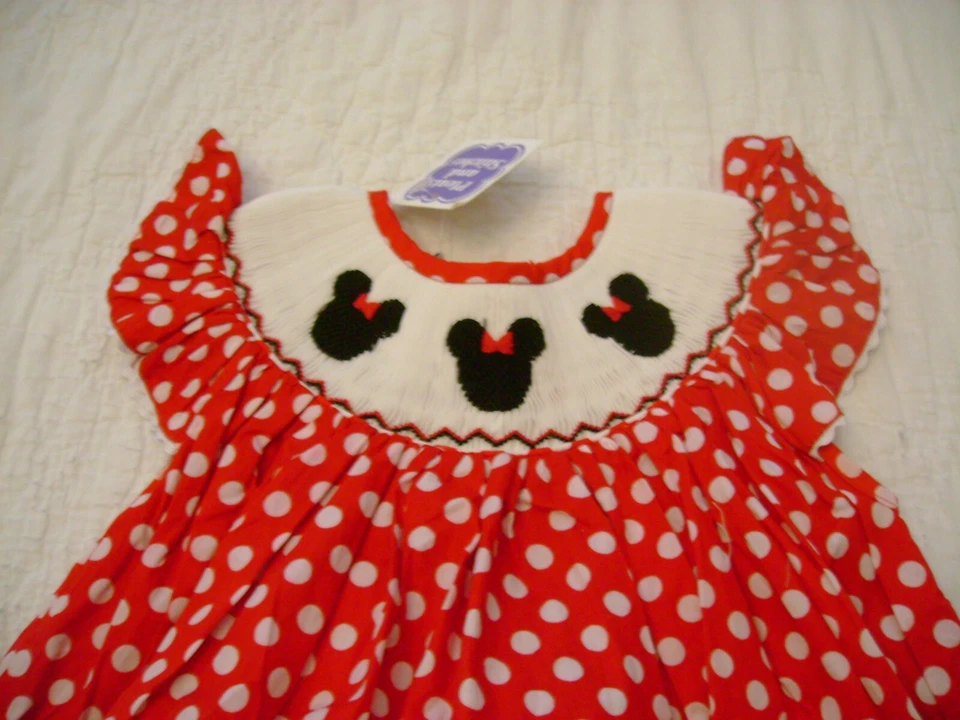 Nuevo Vestido Minnie Mouse Obispo Calado Talla 2T Disney ROJO Blanco Lunares Nuevo con Etiquetas Foto 2 de 4