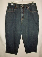 Halston Jeans Wear Blue Jean Denim Cropped Capris Womens Size 16 ~ Ex. Cond ~ o