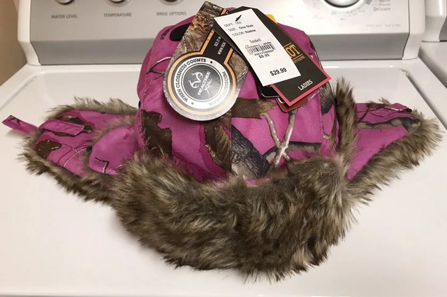 pink camo trapper hat