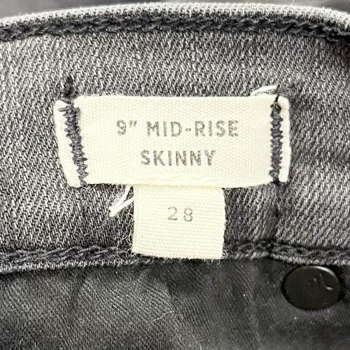 MADEWELL Women’s Black Distressed 9” Mid-Rise Skinny Denim Jeans 28 | H2230 - Picture 11 of 12