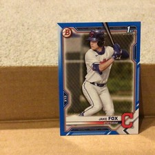 Jake Fox #102 indians RC 086/150 made Blue paper 2021 Bowman Chrome Draft 1st