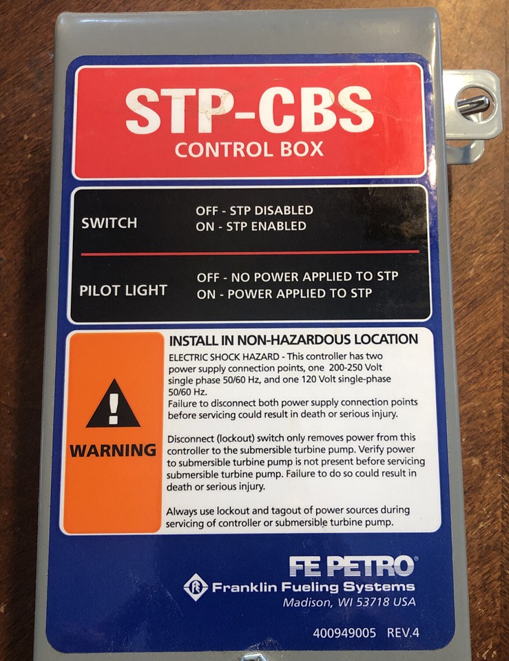 Petro Box Franklin Fueling/FE Petro 400818921 STP-CBS 2HP/120V Single Phase ...