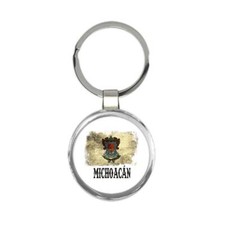 Michoacan Mexico : Gift Round Keychain Distressed Flag Vintage Mexican Expat