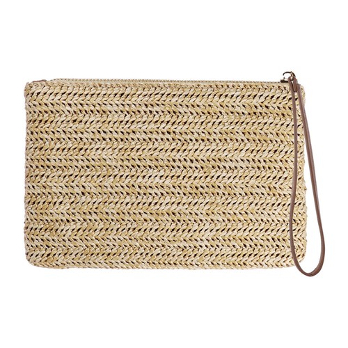 Sac Fourre-tout En Paille Jaqueline Kangley Maui Hawaii - Avec Pochette Zippée Assortie - Occasion