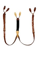 Coach Suspenders Brown Braided Leather Button Adjustable Braces.