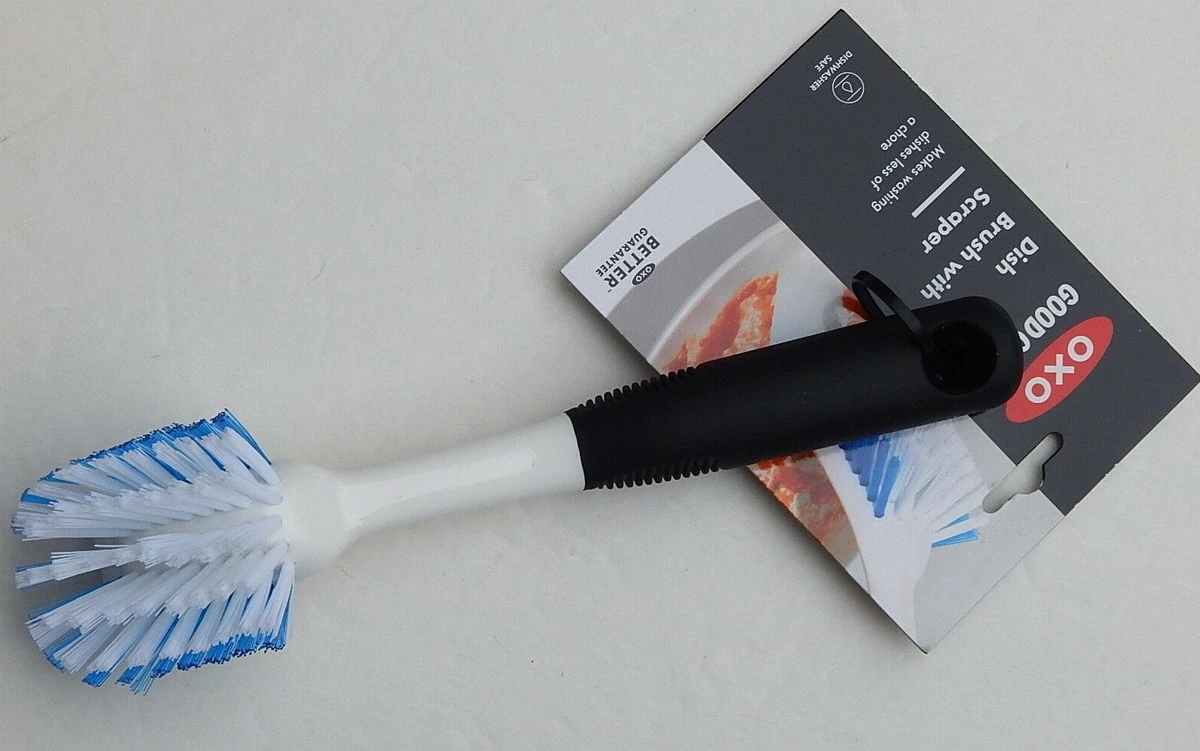 OXO GOOD GRIPS DISH BRUSH WITH SCRAPER NEW AUTHENTIC