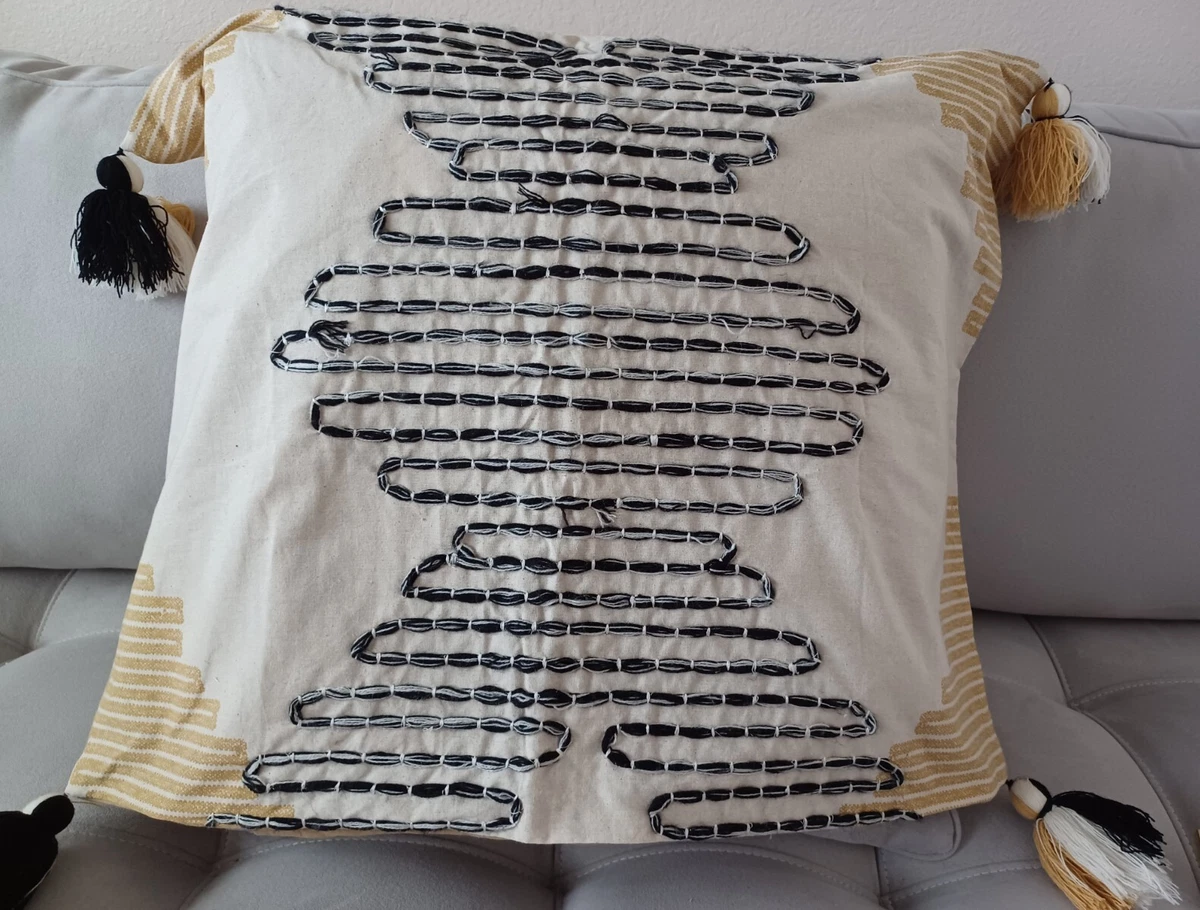 Ink Ivy Pillow Cover 26x26 With Tassels 100 Cotton Boho Farmhouse