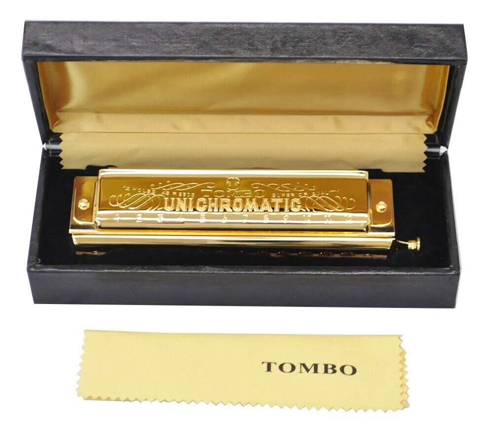 TOMBO / UNICHROMATIC GOLD #1248SG Chromatic Harmonica Made TOMBO / UNICHROMATIC GOLD #1248SG Chromatic Harmonica Made