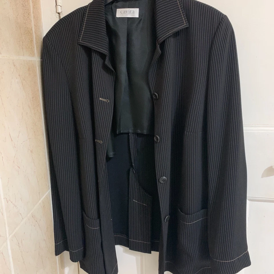 BRAND NEW CAVITA COLLECTIONS NAVY DARK PINK STRIPES SMART JACKET,SIZE 2O.VINTAGE - Image 4 of 4