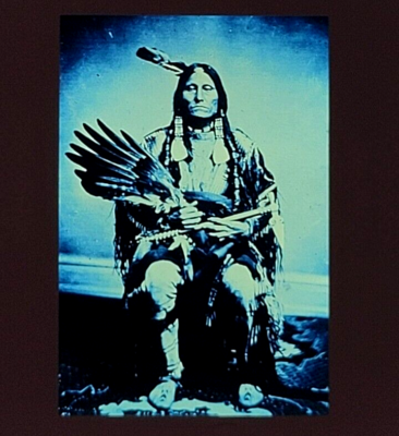#ad Sioux Warrior Flying Pipe Native American Tribe Photo Slide Vintage $19.20