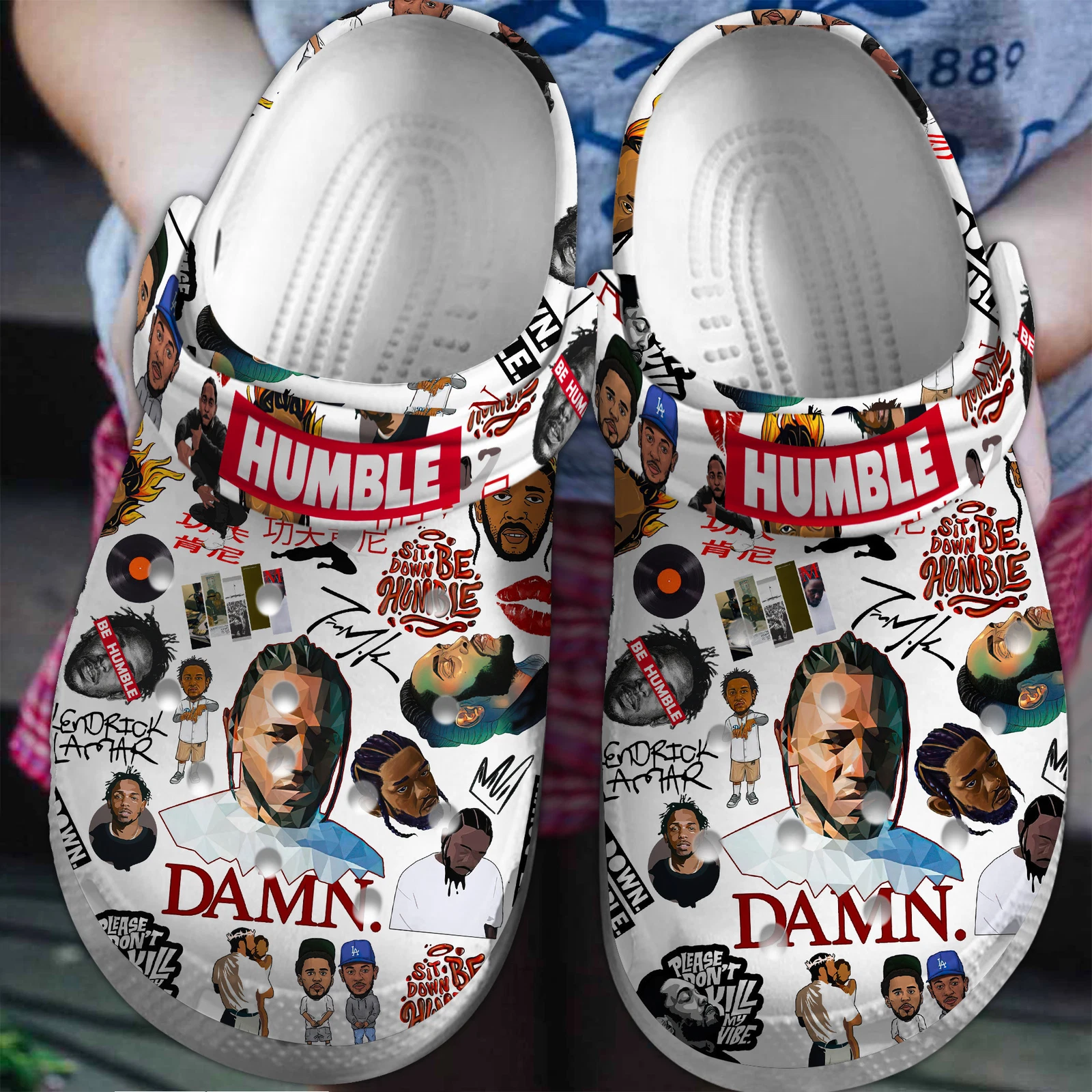 Fashionable White Shoes Kendrick Lamar Clogs  Adults