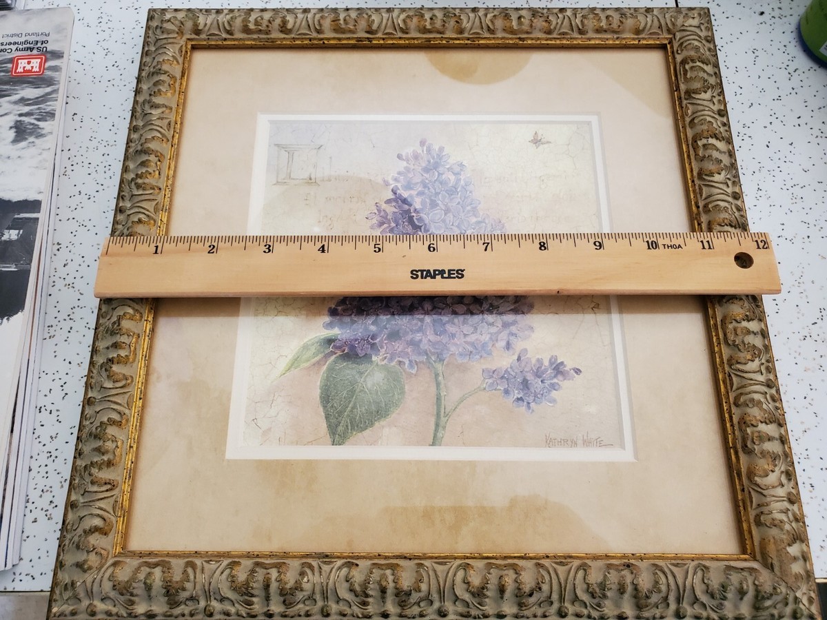 KATHRYN WHITE Floral Frame Art Print Blue Purple Yellow