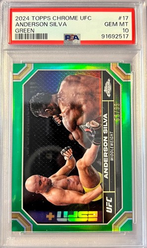 2024 Topps Chrome UFC Anderson Silva #17 Green Refractor /99 PSA 10 POP 1 GOAT - Picture 2 of 4