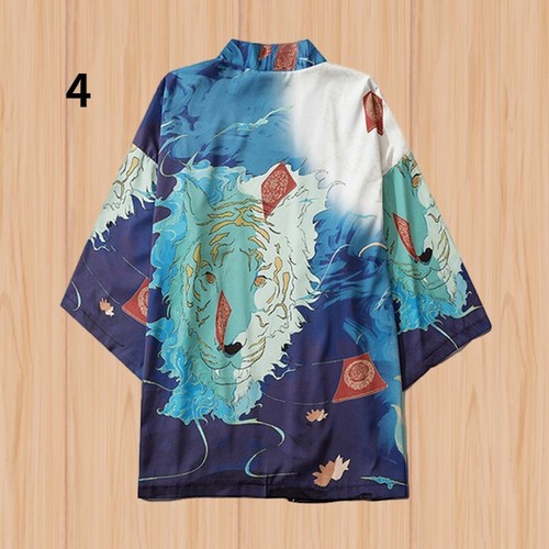 Men Japanese Kimono Coat Jacket Loose Cardigan Retro Haori Yukata Harajuku - Picture 6 of 15