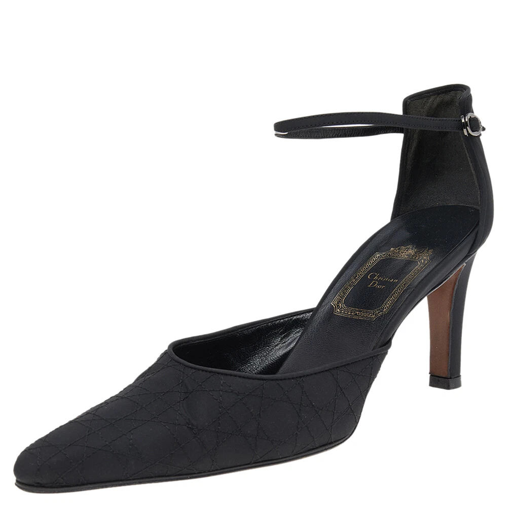 Sandales bout pointu en tissu de cannage noir Dior taille 37