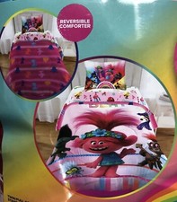 Dreamworks Trolls FULL Size Flat Fitted Sheet, Pillowcase, Comforter Set C179