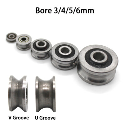 #ad Bore 3 4 5 6mm Ball Bearings Roller Bearing U V Groove Metal Pulley Sliding Guid $197.02