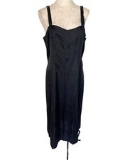 Vintage Slip Dress Womens Size Large Black Pure Rayon Side Zipper Lightweight