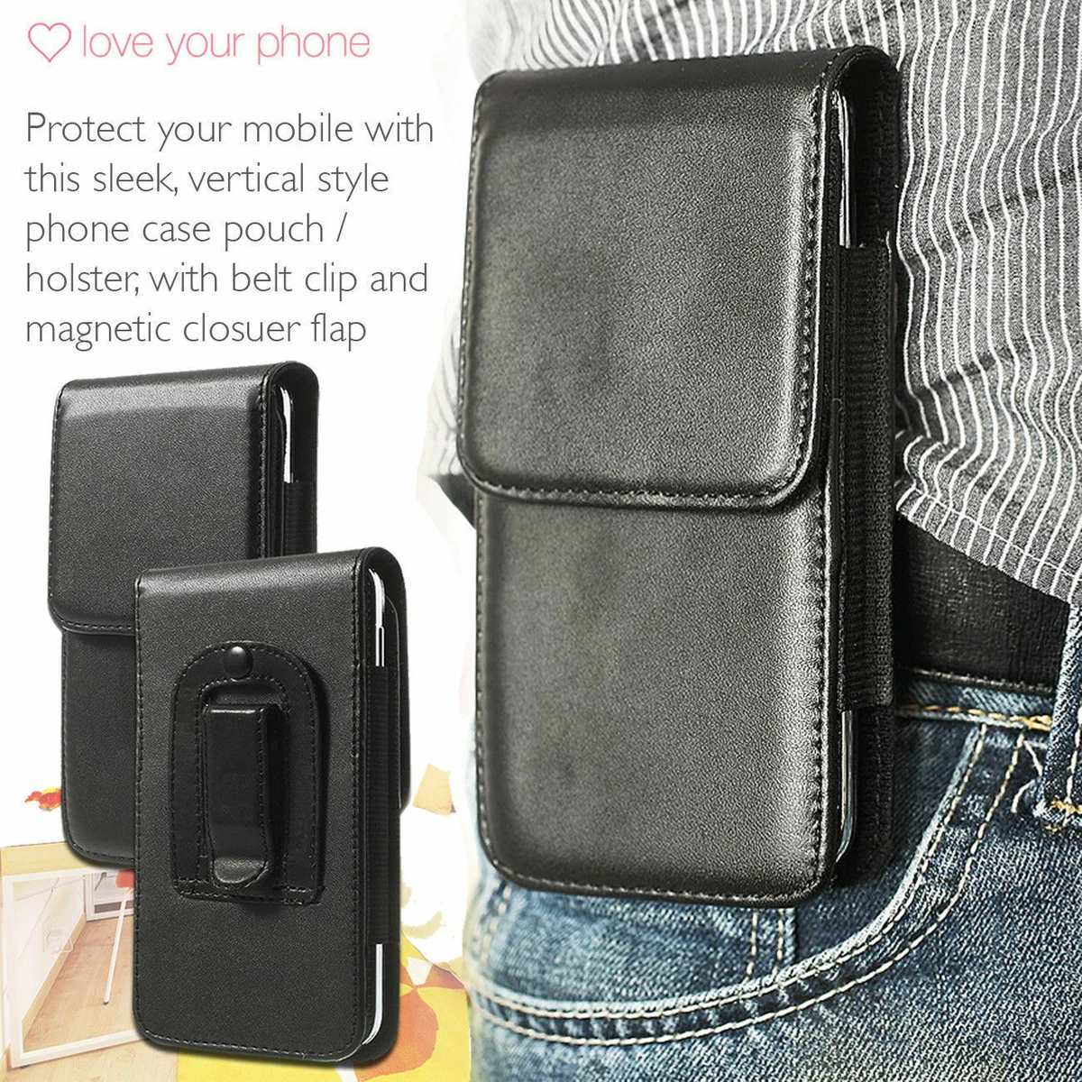 Mobile phone cases with belt clearance clip