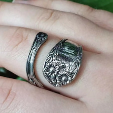 Flower Spoon Ring Daisy Adjustable Ring Size 7-10 Silver Plated Metal Jewellery