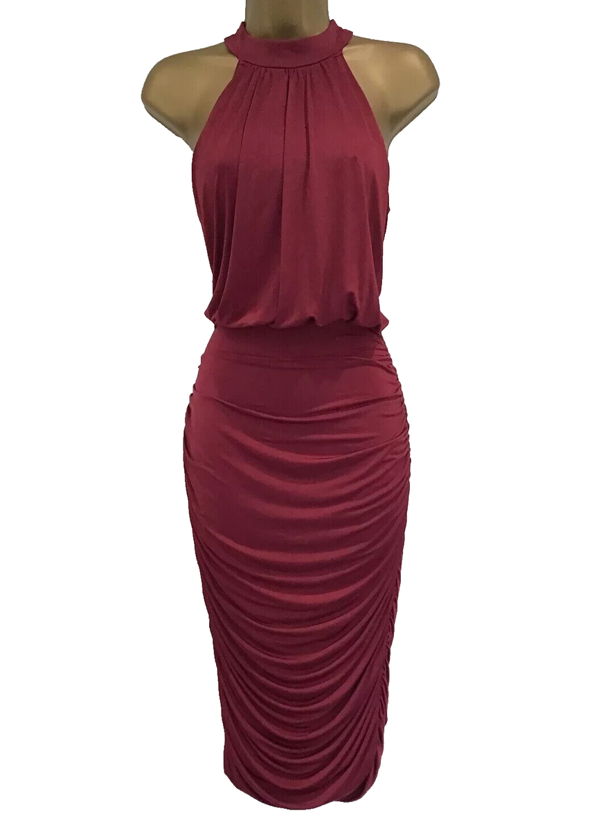 strapless open back dress Lipsy Womens Red Polyester Pencil Dress Size 16 Round Neck Zip  Preworn