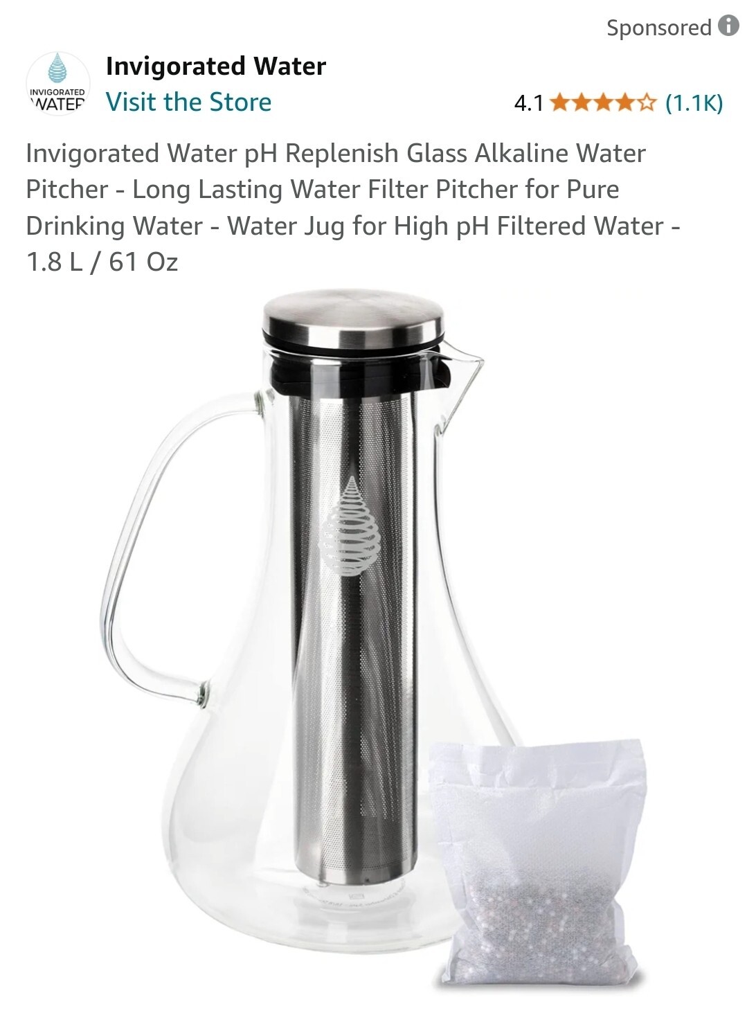Invigorated Water Ph Replenish Alkaline Stainless Steel Filter (No Pitcher)