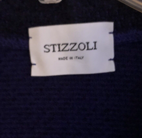 VTG Stizzoli Wool Long Cardigan Womens 18 Navy Boucle Knit Sweater Jacket Italy - Picture 3 of 14