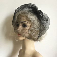 Plain Black Birdcage Veil Simple Tulle Wedding Fishnet Blusher Bride Accessories