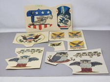 Vintage Americana & Owl Decals Set Meyercord Made In USA