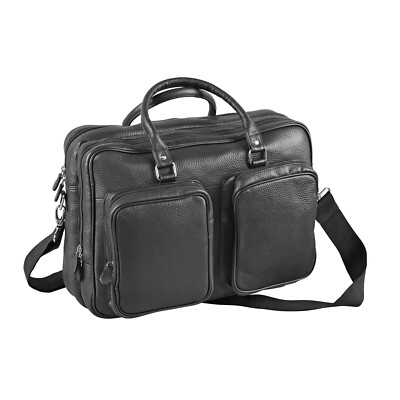 QUO VADIS 246771Q 48 HOUR GOYA BLACK REAL LEATHER LAPTOP BAG