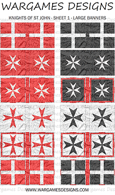 Knights Rampant Roster Sheet 28mm Flags - Knights of St John - Sheet 1 - Lion Rampant, FOG, DBA ...