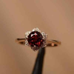 Authentic 2Ct Round Cut Lab-Created Red Garnet Halo Engagement Ring 14K White Gold Plated