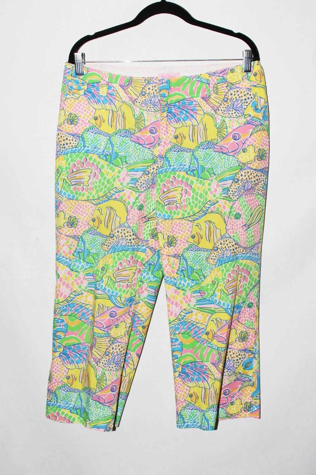 Lilly Pulitzer School Of Fish Print Capri Pants Corloful Pastel size 10