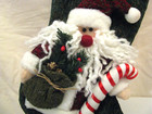 Vintage Christmas stocking with Santa and his bag of goodies Stars on top — photo 2