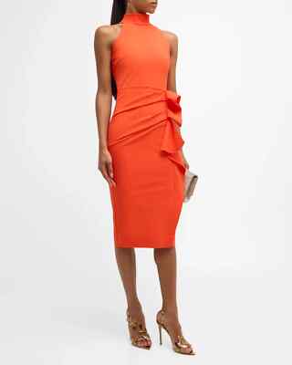 NWT Chiara Boni Gudrum Ruched Halter Dress 10U.S./46IT Orange Juice  MSRP$695 | eBay