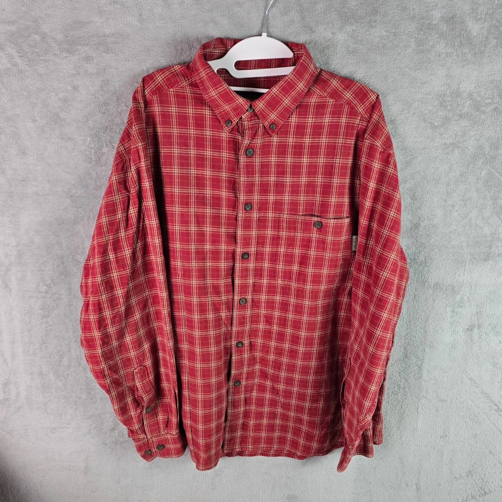 Woolrich Mens Red Plaid Long Sleeve Button Down Shirt Size XL Outdoor Heritage
