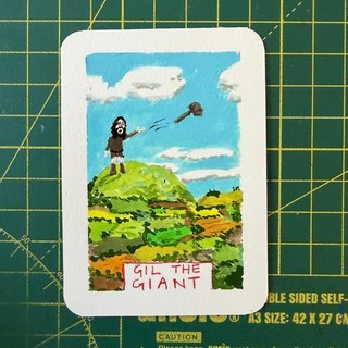 ACEO Original Gil the Giant Painting Miniature 2.5"x3.5"