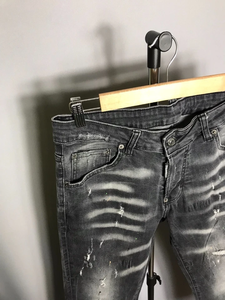 Dsquared2 Slim Jean pantalones pantalones 100% auténtico hombre negro denim... - Imagen 3 de 4