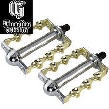 OG Lowrider Classic Flat Twisted Bike Pedals 1/2" Gold/Chrome